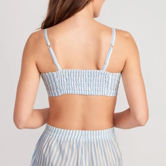 OLD NAVY Matching Printed Smocked Bralette Top in Blue Stripe - Picture 2 of 8